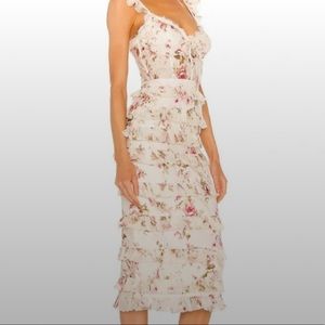 V.CHAPMAN FIORENZA MIDI DRESS IN ENGLISH ROSE